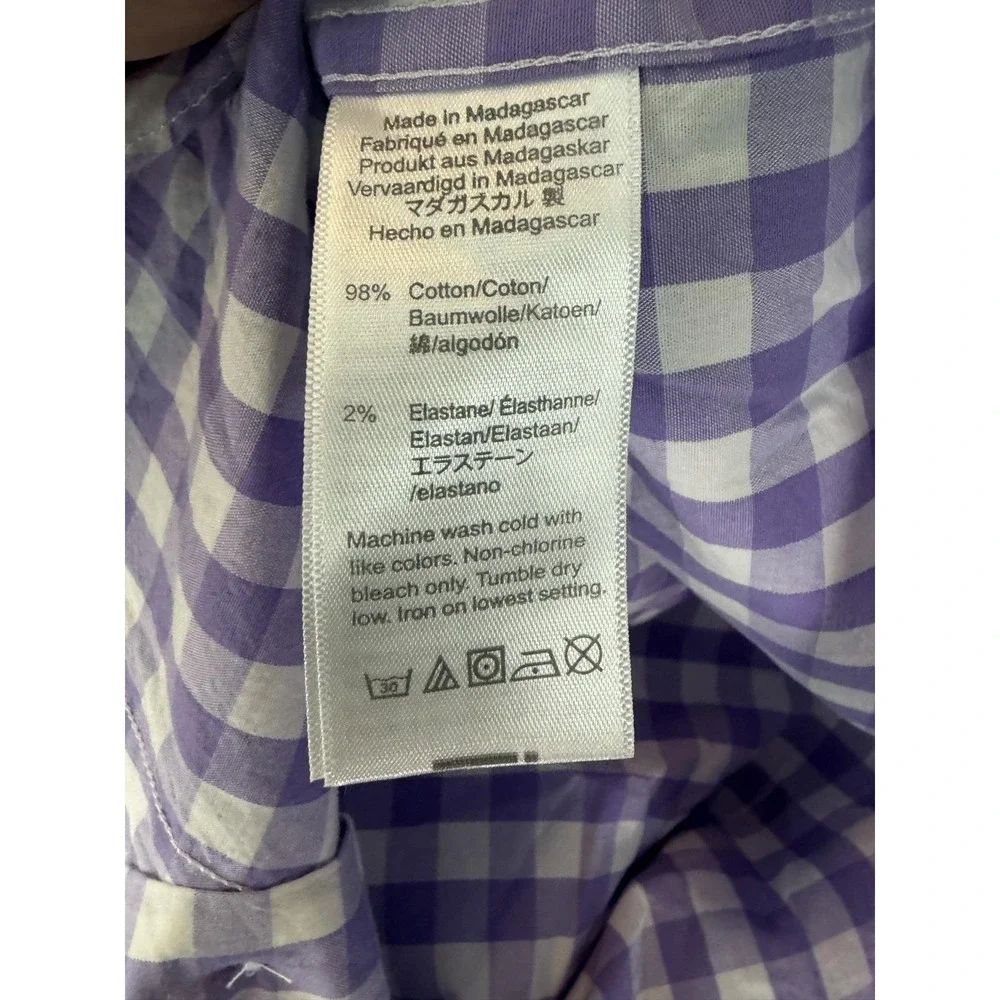 J Crew Mens Small Purple Check Flex Washed Long Sleeve Button Slim Shirt AF846